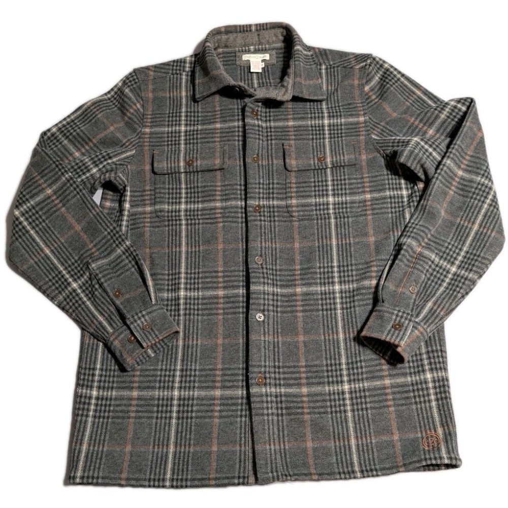 Carbon2Cobalt Hideout Double Knit Shirt Jacket Men's S Plaid Button Up Soft